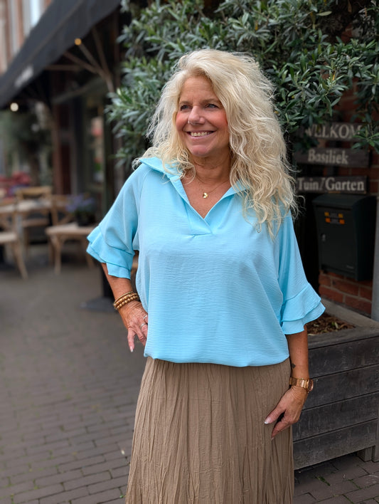 Suzy blouse ruffle - Aqua