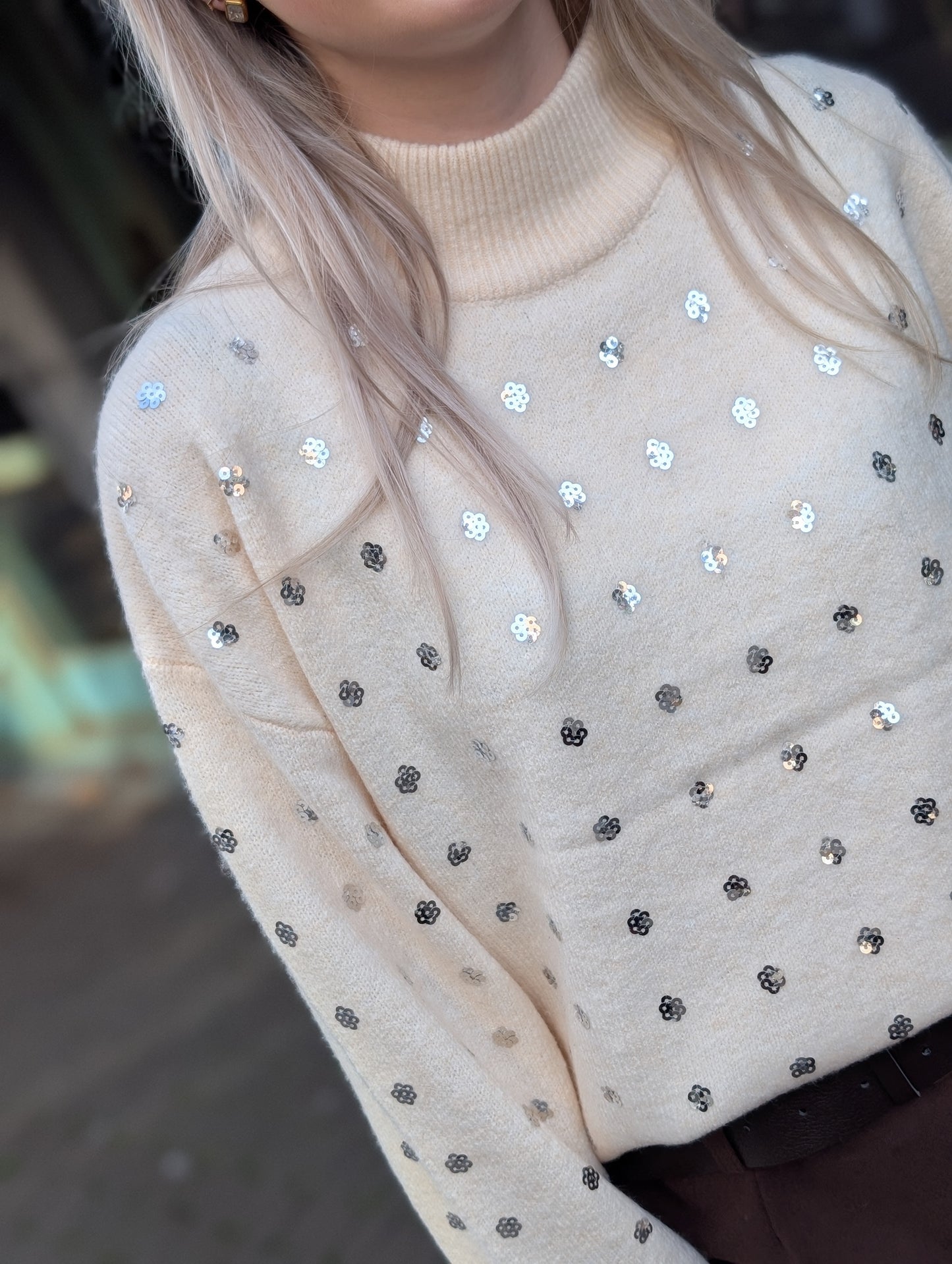 Glitter dots sweater - Ecru/Zilver
