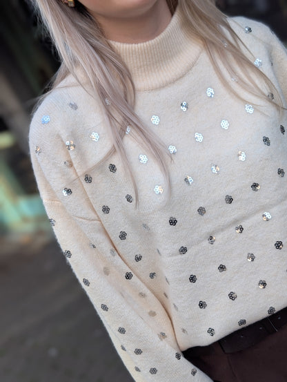 Glitter dots sweater - Ecru/Zilver
