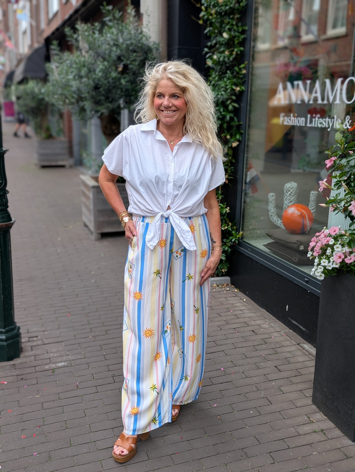 Zomer strepen broek - Blauw mix
