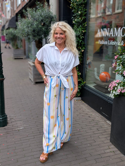 Zomer strepen broek - Blauw mix