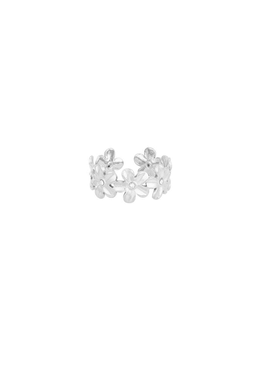 Ring met oneindige bloemen - Zilverkleur