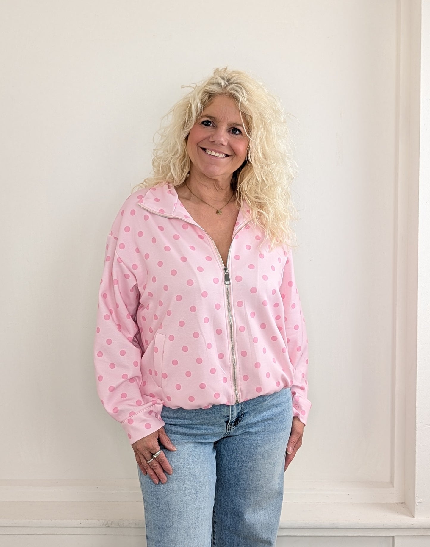 Fanny polkadot jas - Roze