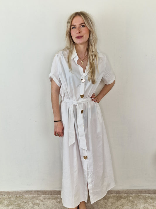 Blouse jurk hartjes knopen - Wit