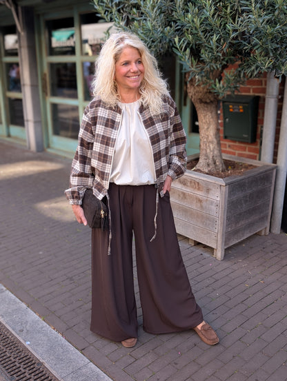 Blouse vest geruit - Bruin