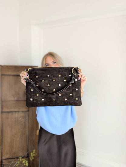 Norah tas studs - Donker bruin
