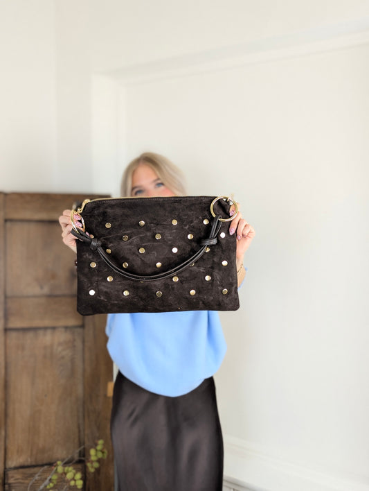 Norah tas studs - Donker bruin