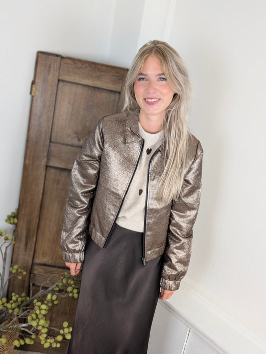 Red Button Bomber Metallic - Coppergold