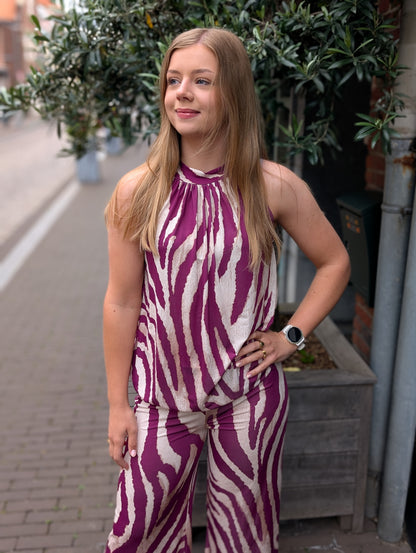 Fay top travel stof - Magenta / creme