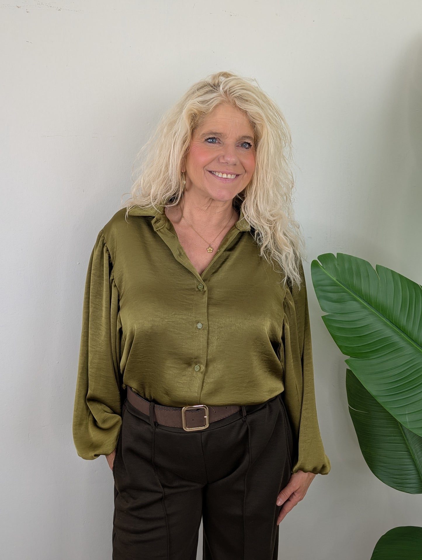 Dana satin look blouse - Pistache