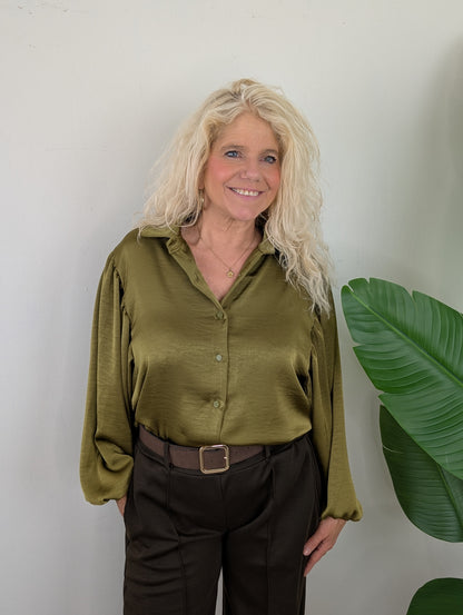 Dana satin look blouse - Pistache