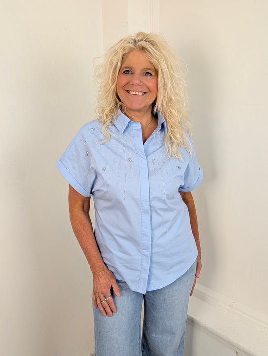 Blouse glamm Mandy - Lichtblauw
