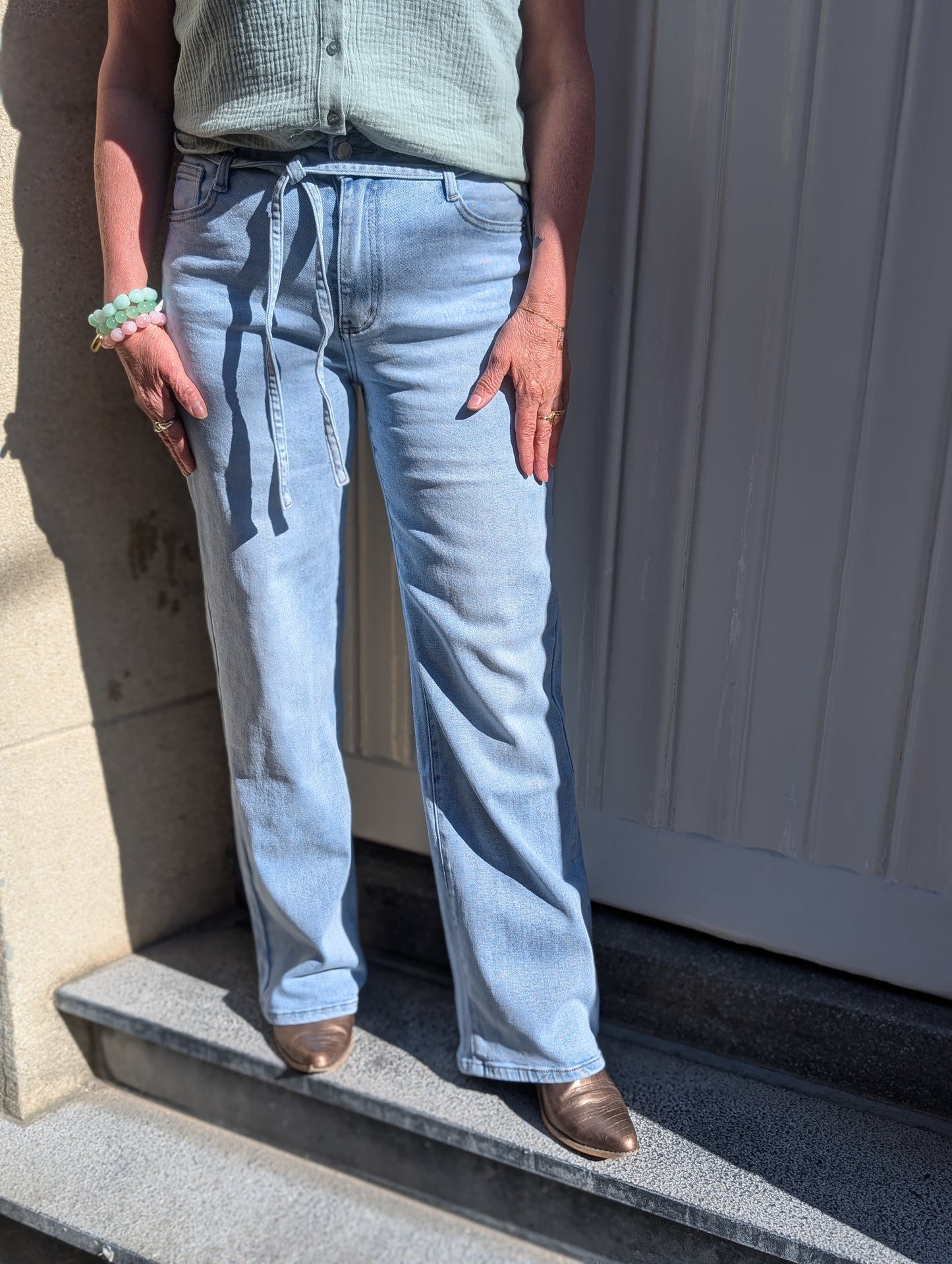 Laulia wide leg jeans met koord