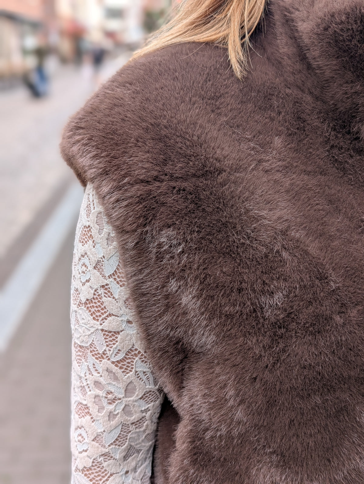 Vera twee kanten te dragen gilet - Bruin