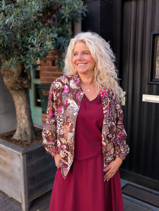 Print bomber Rachel - Bruin/Magenta
