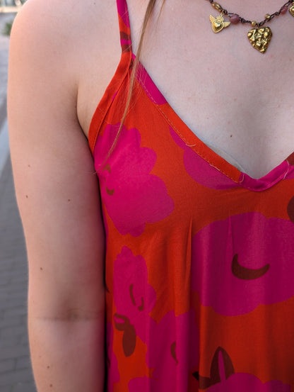 Mabel flower jurk - Orange/ roze