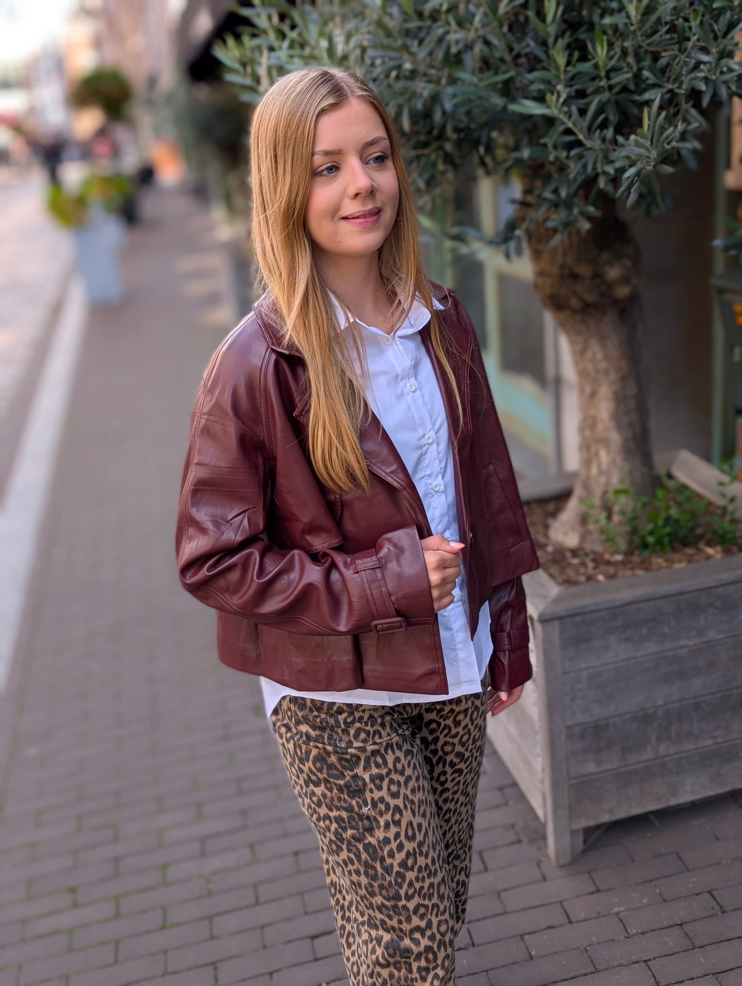 Bisco leder look jasje - Bordeaux rood