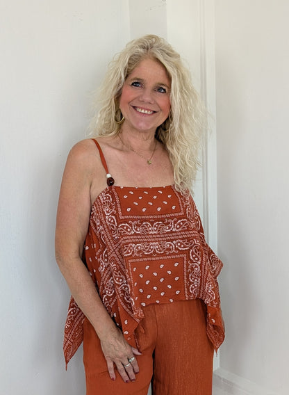 Paisley boho top - Brique