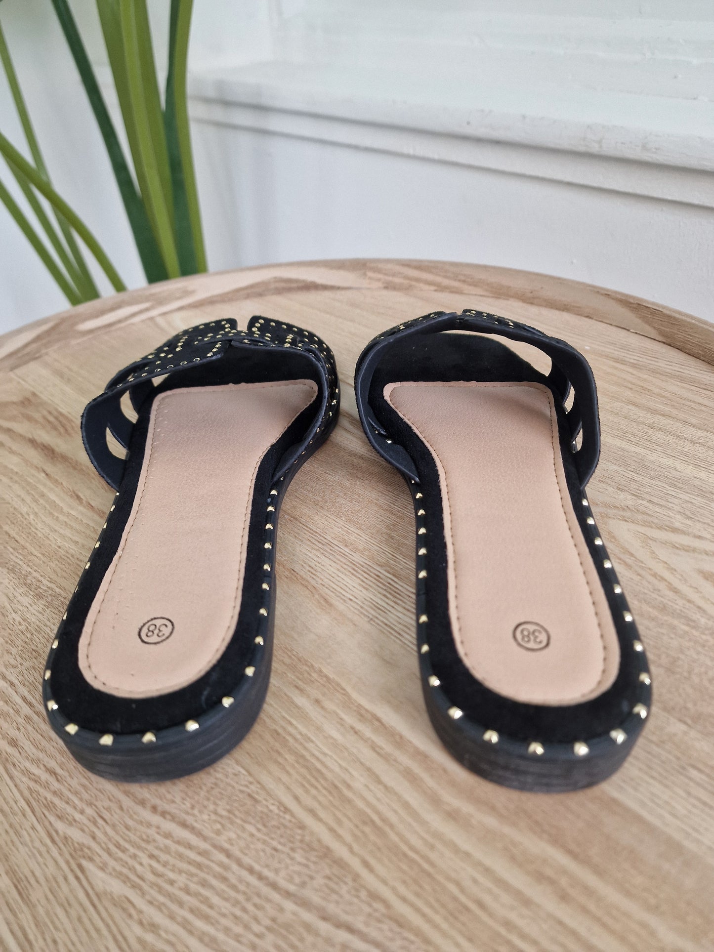 Noël slipper - Zwart met gouden stuts