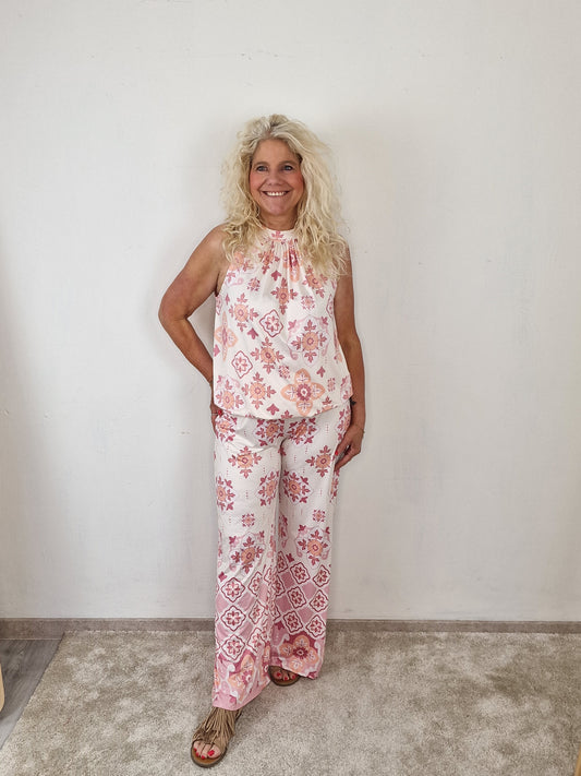 Kims broek - Zalm/ Ecru/ koraal