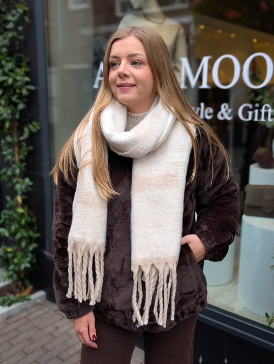 Sjaal met franjes - Beige