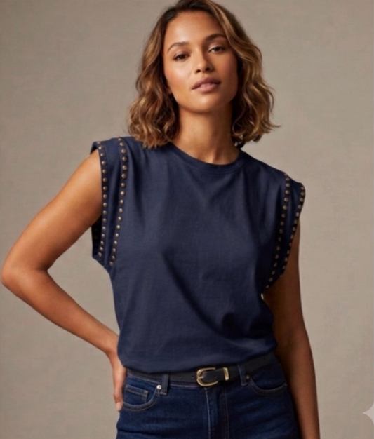 Moon studs top - Blauw