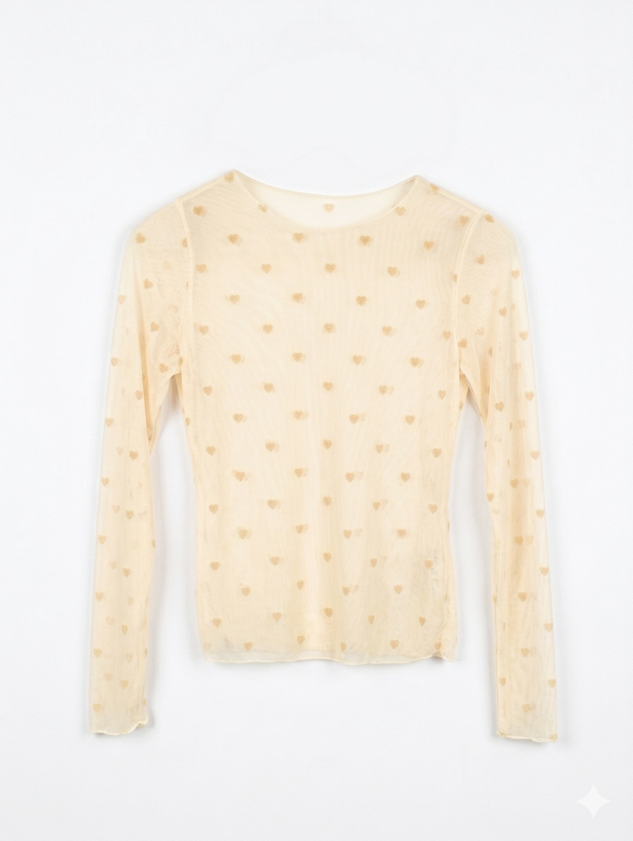 Lovely hearts mesh top - Geel