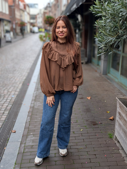 Rouches blouse Naomi - Bruin