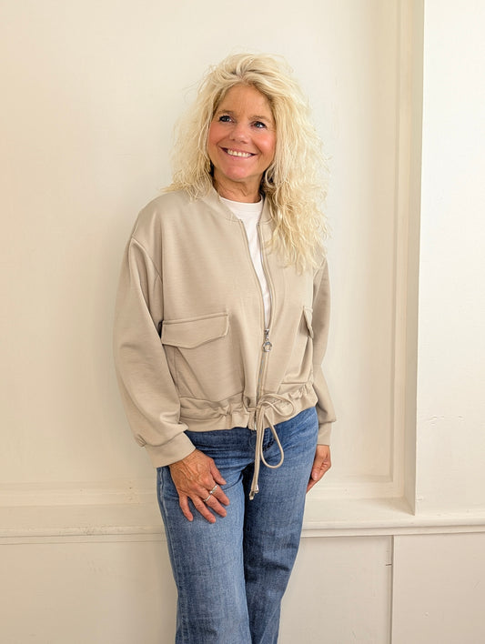 Joyan jersey jasje met zakken - Beige