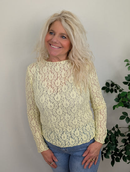 Rosy kanten top - Licht geel