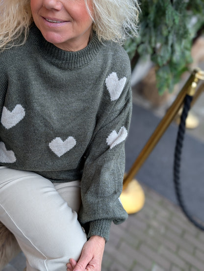 Hartjes trui Veerle - Groen