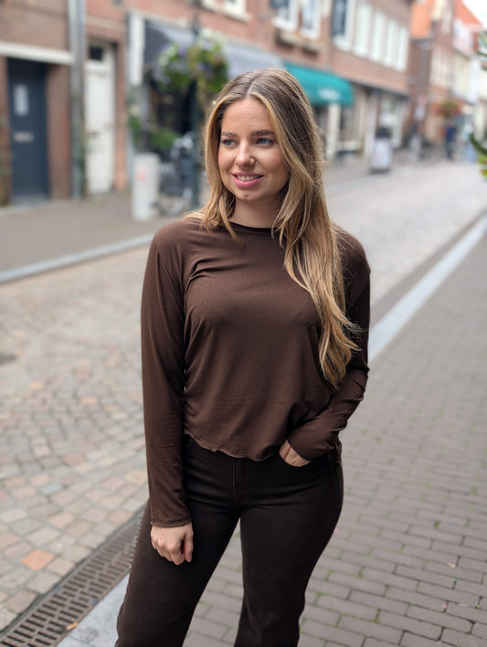 Gita shirt met lange mouwen - Bruin