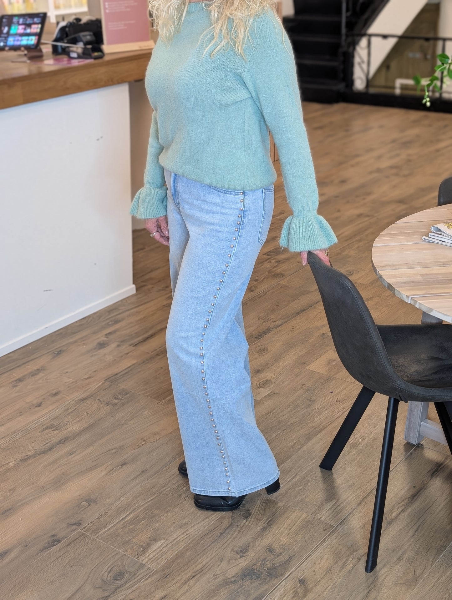 Sache studs wide leg jeans