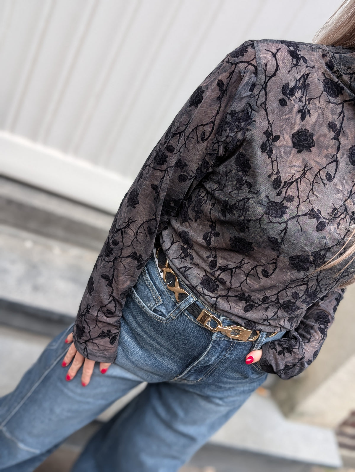Flower top - Zwart