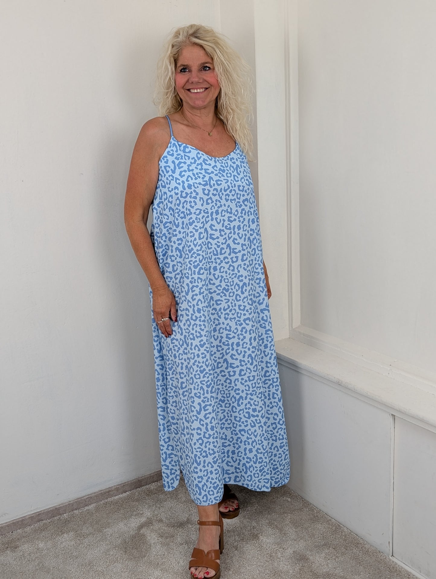 Celeste leopard maxi dress - Blauw