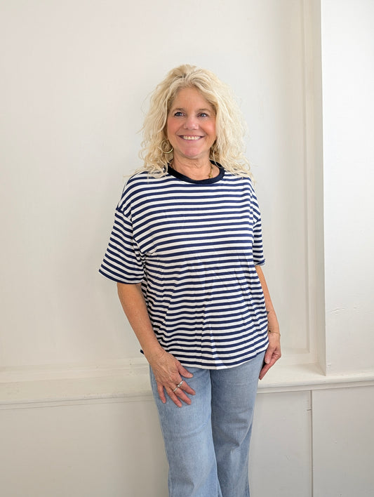 Gestreept shirt Isa - Donker blauw/ wit