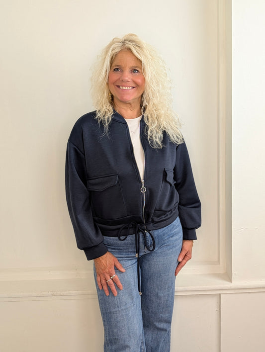 Joyan jersey jasje met zakken - Donker blauw