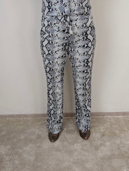 Mi Piace broek straight - Dark blue/ light blue snake print