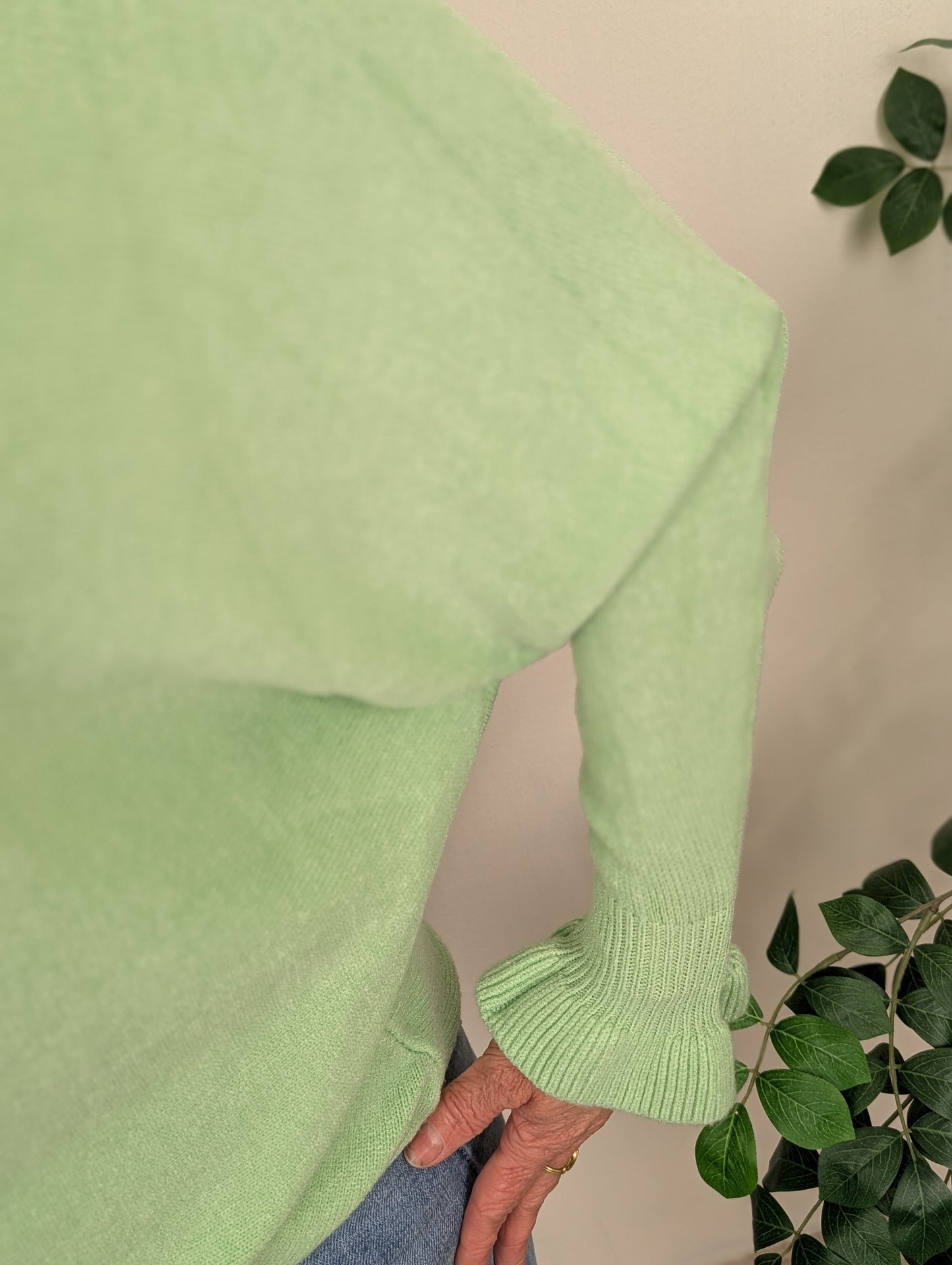 Mara vleermuis mouw trui - Mint groen