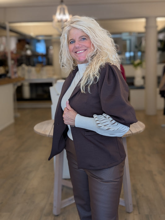Blazer Birthe met korte pofmouwen - Bruin