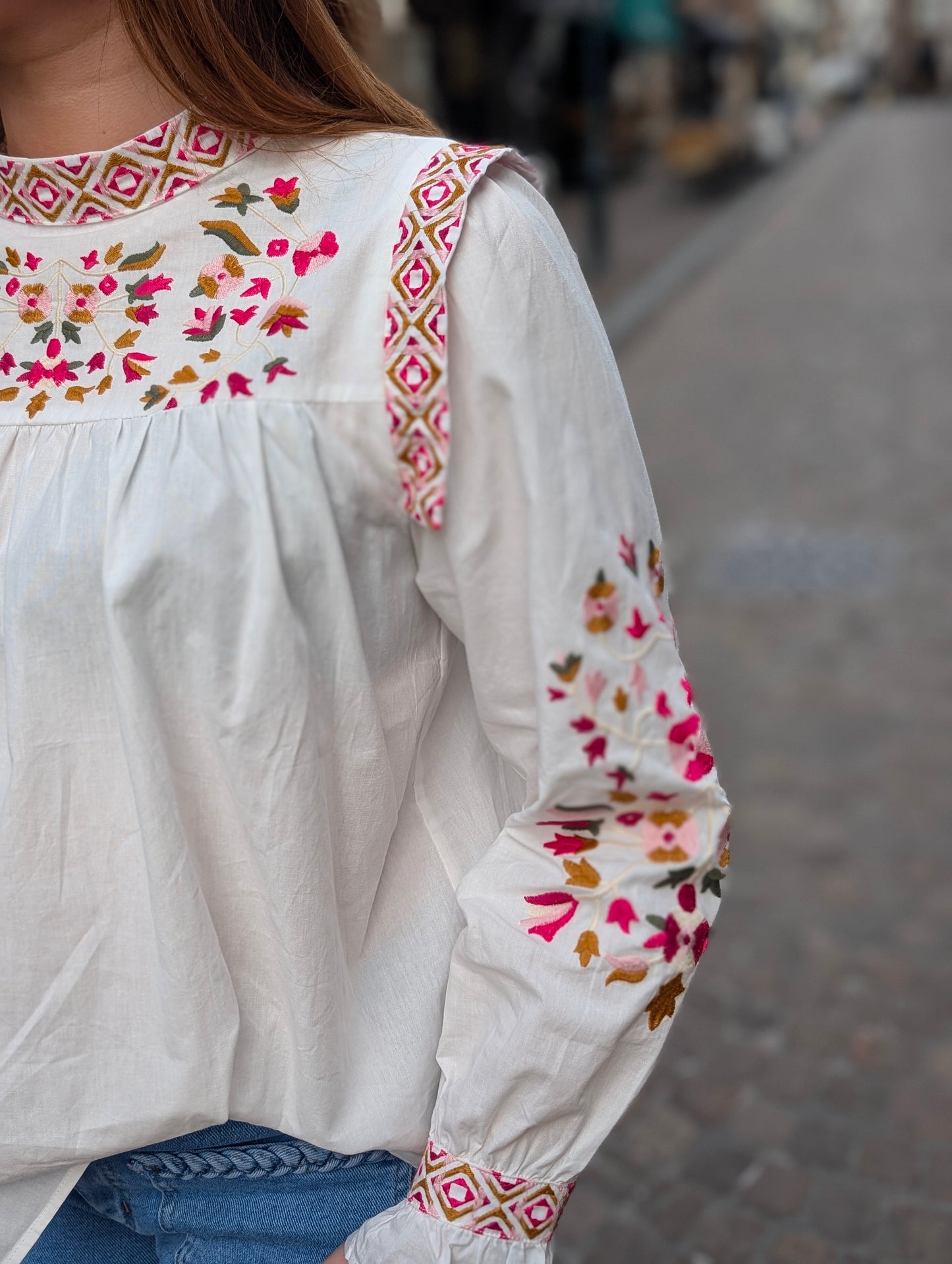 Flora geborduurde Blouse - Wit