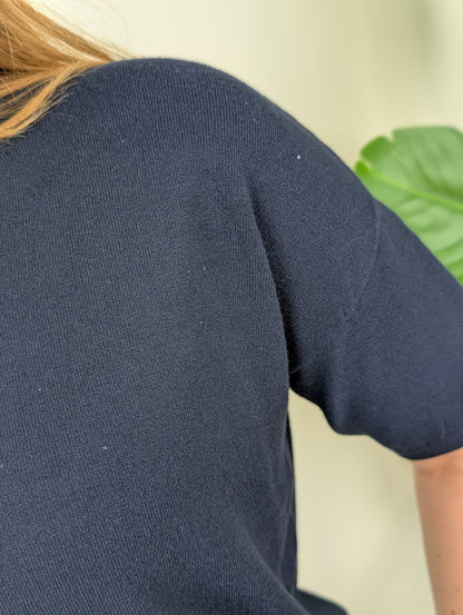 Sparkle knit top korte mouw - Donkerblauw