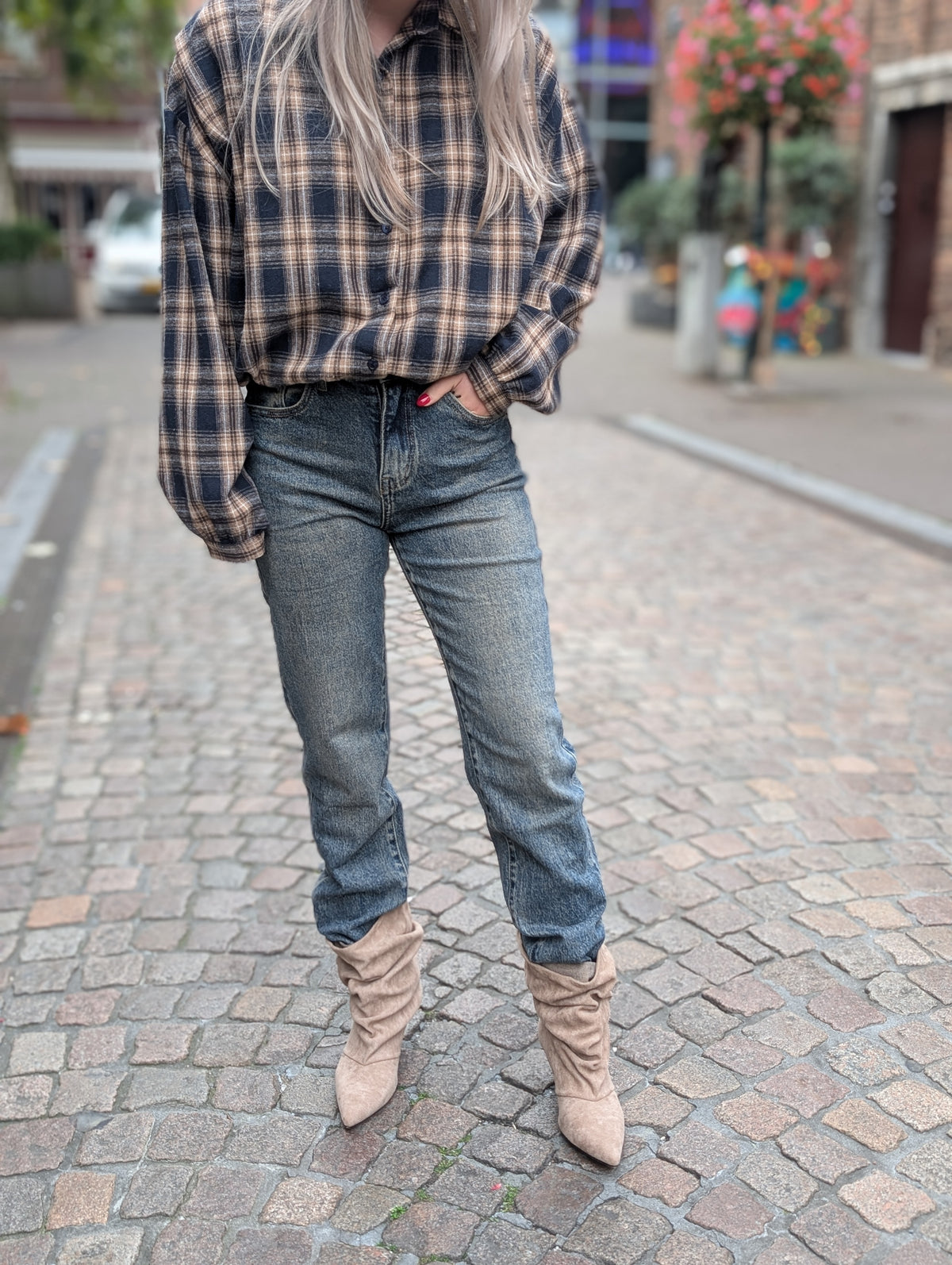Jewelly mom jeans Sanne - Vintage blue
