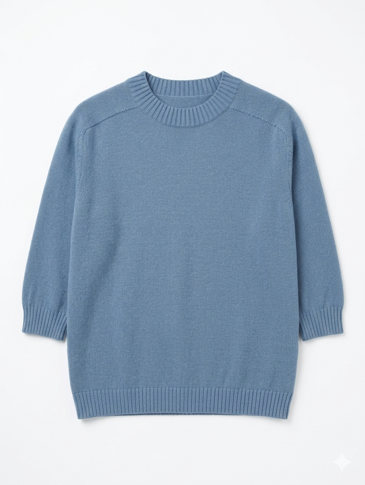 Lonne trui met korte mouw - Jeans blauw