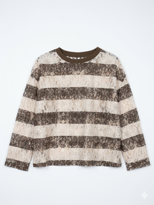 Lace dream festival top - Bruin/Beige