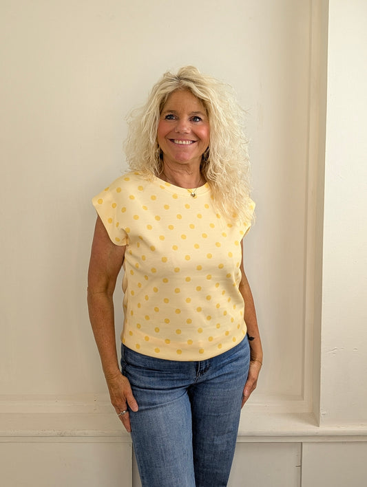 Polkadot top Sunset - Geel