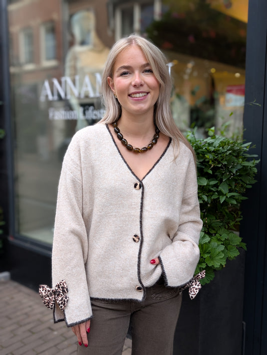 Vest panter details Malou - Beige