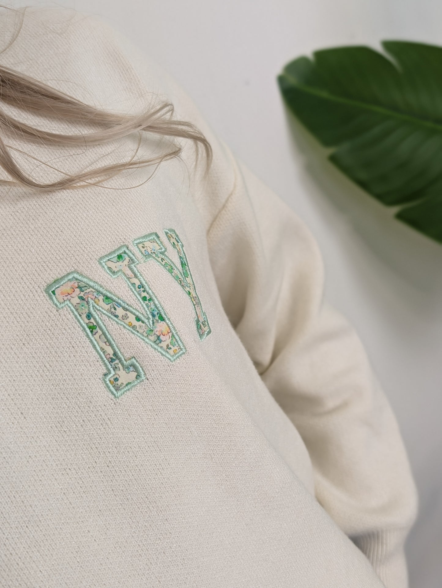 New York flower sweater - Ecru/Groen