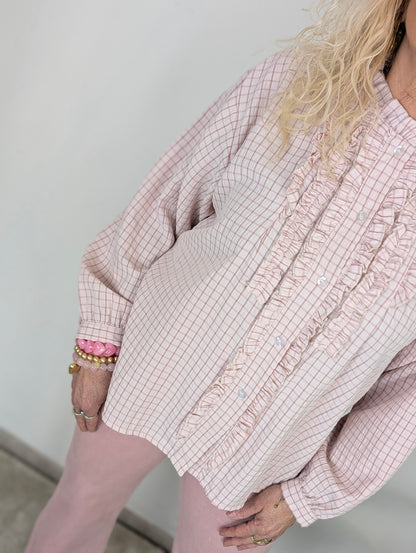 Diene ruiten blouse - Roze