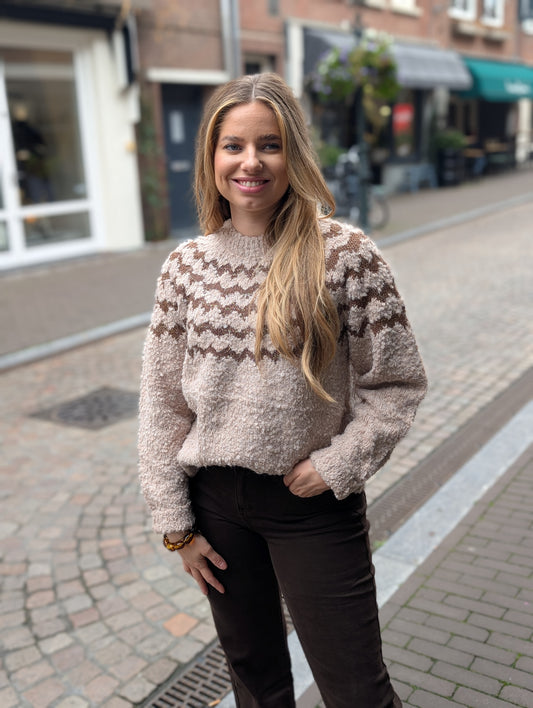 Gebreide trui met glitter Nomi - Camel